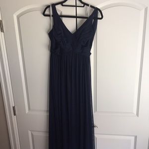 David’s Bridal mesh dress with cowl back detail